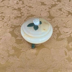 Creamy Marble candy dish with rose from USSR